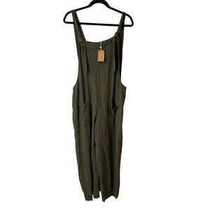 NATURAL LIFE Olive Green Wide Leg Jumpsuit with Pockets